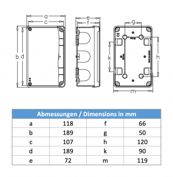 Installationsgehäuse IP67 (110x180x70mm) + Hutschiene